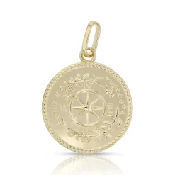 9k Yellow Gold Compass Pendant on Stg YG Plate Chain