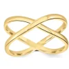 9k Yellow Gold Cross Over Ring | Size N