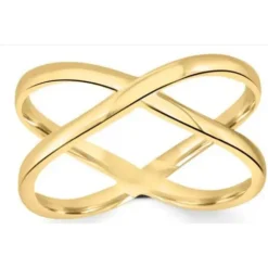 9k Yellow Gold Cross Over Ring | Size N