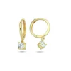 9k Yellow Gold CZ Drop Hoop Earrings