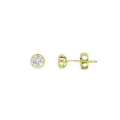 9k Yellow Gold CZ Stud Earrings