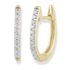 9k Yellow Gold Huggie Diamond Earrings
