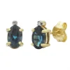9k Yellow Gold London Blue Topaz & Diamond Stud Earrings