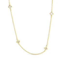 9k Yellow Gold Mother of Pearl Mini Clover Necklace