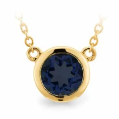 9k Yellow Gold Sapphire Pendant Necklace