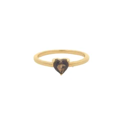 14k Yellow Gold Smokey Quartz Heart Ring