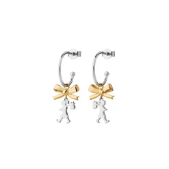 Karen Walker | Mini Girl with Bow | Silver and Yellow Gold | Hoop Earrings