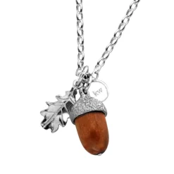 Karen Walker Wood Acorn & Leaf Necklace | Sterling Silver