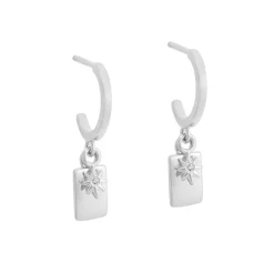 Kirstin Ash Guiding Star Hoop Earrings | Silver CZ
