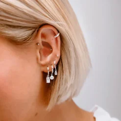 Kirstin Ash Guiding Star Hoop Earrings | Silver CZ