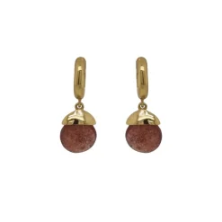 Luna 'Euporie' Strawberry Jade Gold Earrings