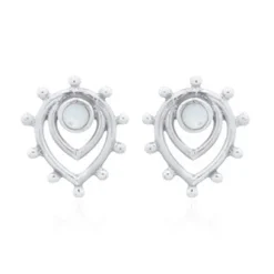 Luna 'Lapetus' Mother Of Pearl Stud Earrings | Silver