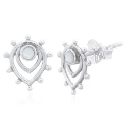 Luna 'Lapetus' Mother Of Pearl Stud Earrings | Silver