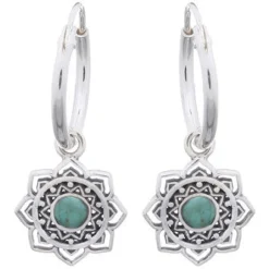 Luna 'Larissa' Turquoise Hoop Earrings | Silver