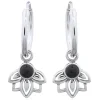 Luna 'Leda' Hoop Earrings | Sterling Silver | Onyx