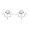 Luna 'Leda' Stud Earrings | Sterling Silver | Moonstone