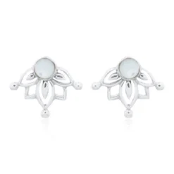 Luna 'Leda' Stud Earrings | Sterling Silver | Moonstone