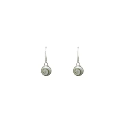 Luna Round Hook Earrings | Silver | Catseye Shell