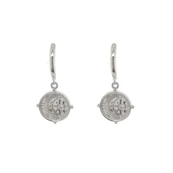 Luna 'Umbriel' Star & Moon Disc CZ Hoop Earrings | Silver