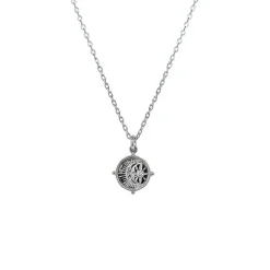 Luna 'Umbriel' Star & Moon Disc CZ Necklace | Silver RH | 45cm