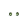 Omnia Solitaire Stud Earrings | Silver | Green CZ