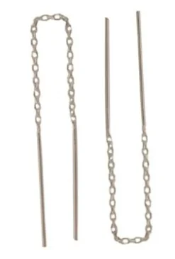 Omnia Sterling Silver Cable Chain Short Thread Earrings