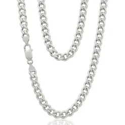 Omnia Sterling Silver Diamond Cut Curb Chain - 55cm