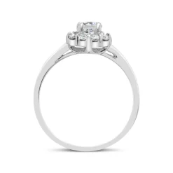 Promise Sterling Silver CZ Halo Cluster Ring