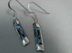 Rei 'Straight Line' Stg Paua Hook Earrings