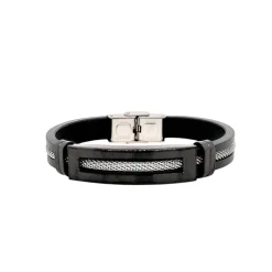 Revolution Stainless Steel & Rubber 19cm Bracelet