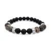 Revolution Steel Onyx & Zebra Jasper Stretch Bracelet