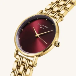 Rosefield Small Edit Sunray Gld Burgandy Watch