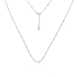Silk + Steel | Silver | Figaro | Fine Necklace | Rhodium Plated