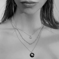 Silk + Steel | Silver | Figaro | Fine Necklace | Rhodium Plated