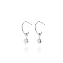 Silk + Steel | Silver | Star Hoop | White Topaz | Earrings