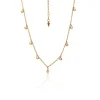 Silk & Steel Glimmer Necklace | CZ | Steel | 14k YGP | 49cm