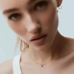 Silk & Steel Gold Mini Turquoise Necklace | Gold