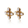 Silk & Steel Soleil Faux Pearl Earrings | Steel | Gold