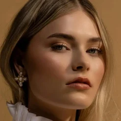 Silk & Steel Soleil Faux Pearl Earrings | Steel