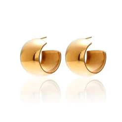 Silk & Steel Sunkissed Wide Dome Hoop Earrings | Steel | Gold