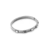 Silk& Steel Sienna Crystal Hinged Bangle | Silver