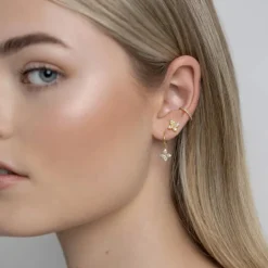 Silk+Steel | Flora | Gold Plated | CZ | Hoop | Earrings