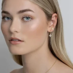 Silk+Steel | Flora | Stud Earrings | Clear + Gold