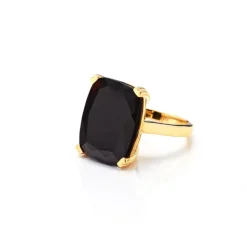 Silk+Steel | Goddess | Gold Plated | Onyx | Ring | Size N
