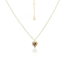 S+S Amour Smokey Qtz YG Plated Stg Necklace