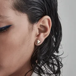 Stolen Girflriends Club Full Heart Stud Earrings | Gold