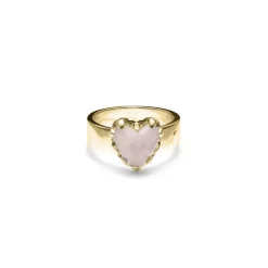 Stolen Girlfriend Club | Love Claw | Rose Quartz | Gold Plated | Ring | Size Q
