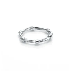 Stolen Girlfriends Club Barbed Wire Skinny Ring | SIlver | Size Q