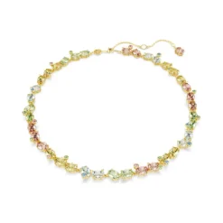 Swarovski | Gema | Mixed Cut | Multi Coloured Crystals | Gold | Tennis | Necklace