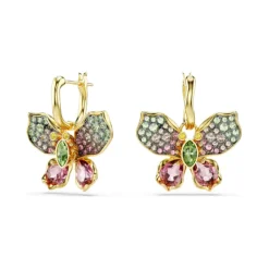 Swarovski | Idyllia | Mixed Cut | Multi Coloured Butterfly | Gold | Hoop | Earrings